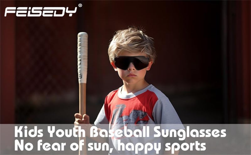 FEISEDY Unisex Youth Sunglasses, Teens Baseball Tennis Sunglasses, UV400 Sports Boys Girls Cycling Shades B4064 - Image 3